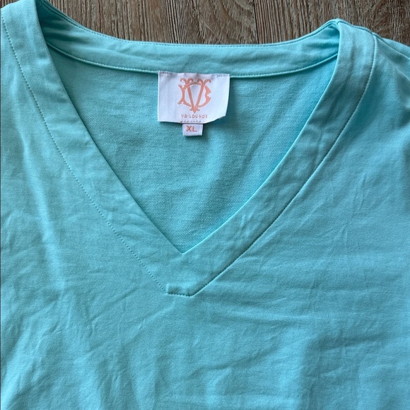 VD Lounge Boutique Light Blue V-Neck Short Sleeve Dress Cotton Spandex XL - Picture 2 of 7